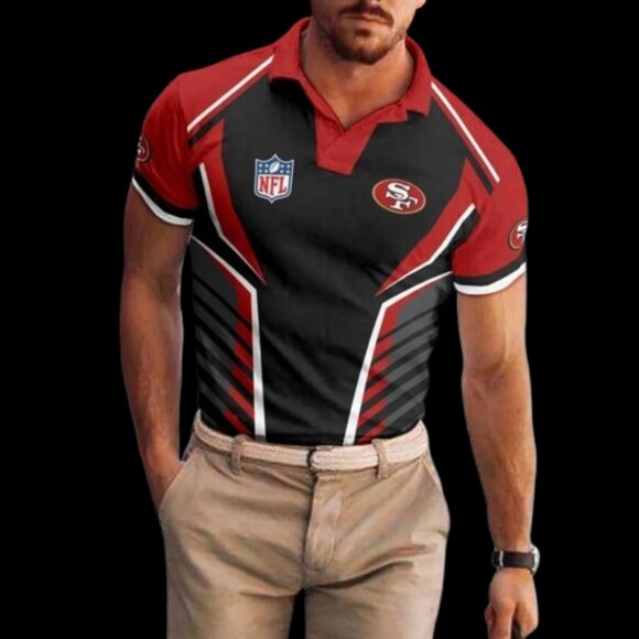 San Francisco 49ers Men's Black and Red Boutique Performance Polo Shirt Size 3XL - Picture 1 of 6